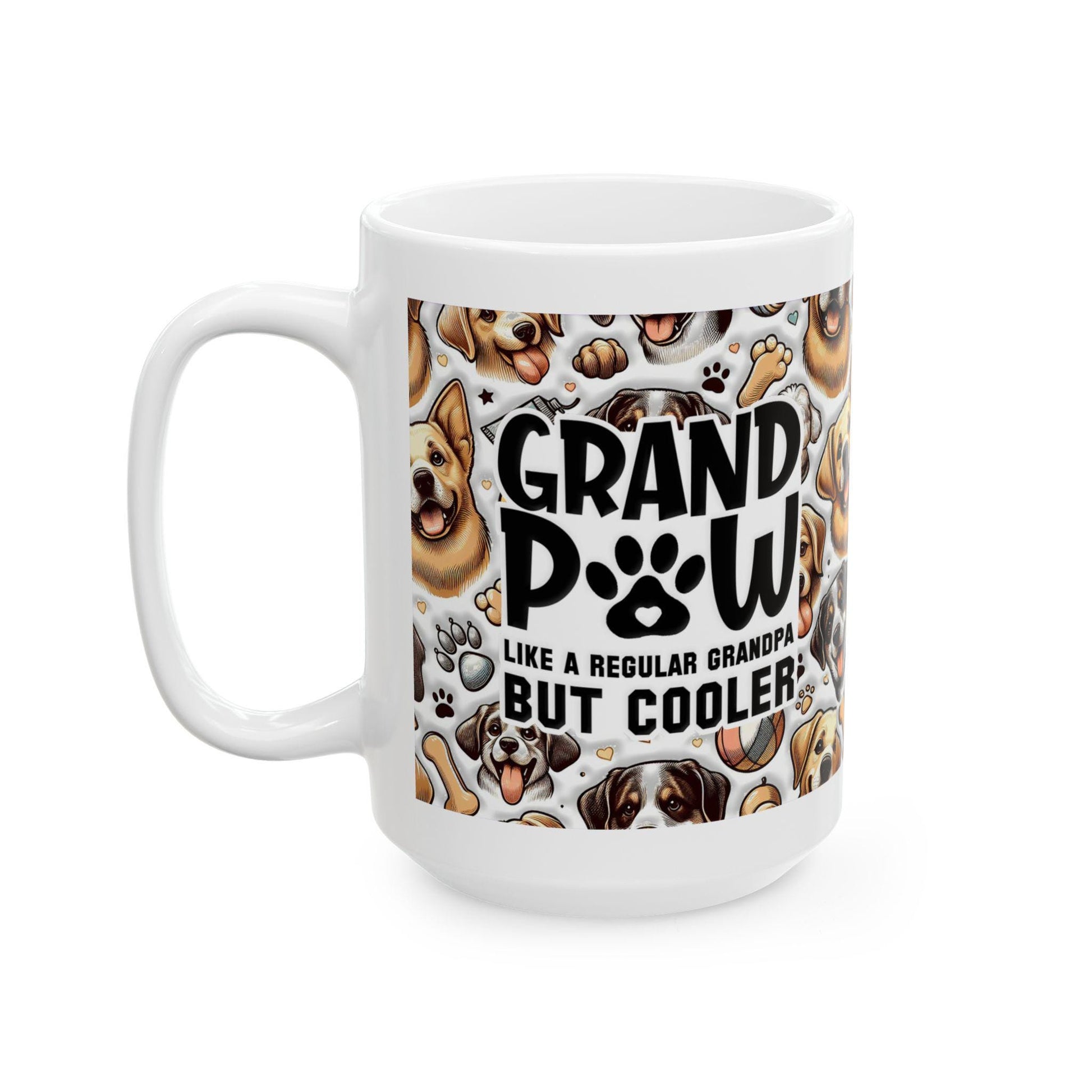 Cool Grandpa Dog Lover Mug, Ceramic Coffee Tea Cup 11oz 15oz, Paw Print Gift for Great Grandpa & Pet Lovers - Toddcraft