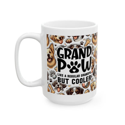 Cool Grandpa Dog Lover Mug, Ceramic Coffee Tea Cup 11oz 15oz, Paw Print Gift for Great Grandpa & Pet Lovers - Toddcraft