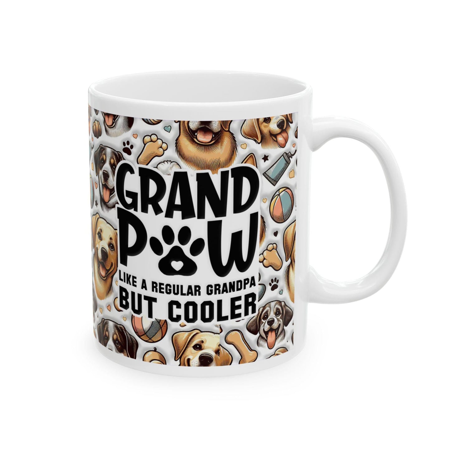 Cool Grandpa Dog Lover Mug, Ceramic Coffee Tea Cup 11oz 15oz, Paw Print Gift for Great Grandpa & Pet Lovers - Toddcraft