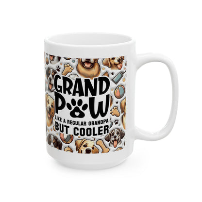 Cool Grandpa Dog Lover Mug, Ceramic Coffee Tea Cup 11oz 15oz, Paw Print Gift for Great Grandpa & Pet Lovers - Toddcraft
