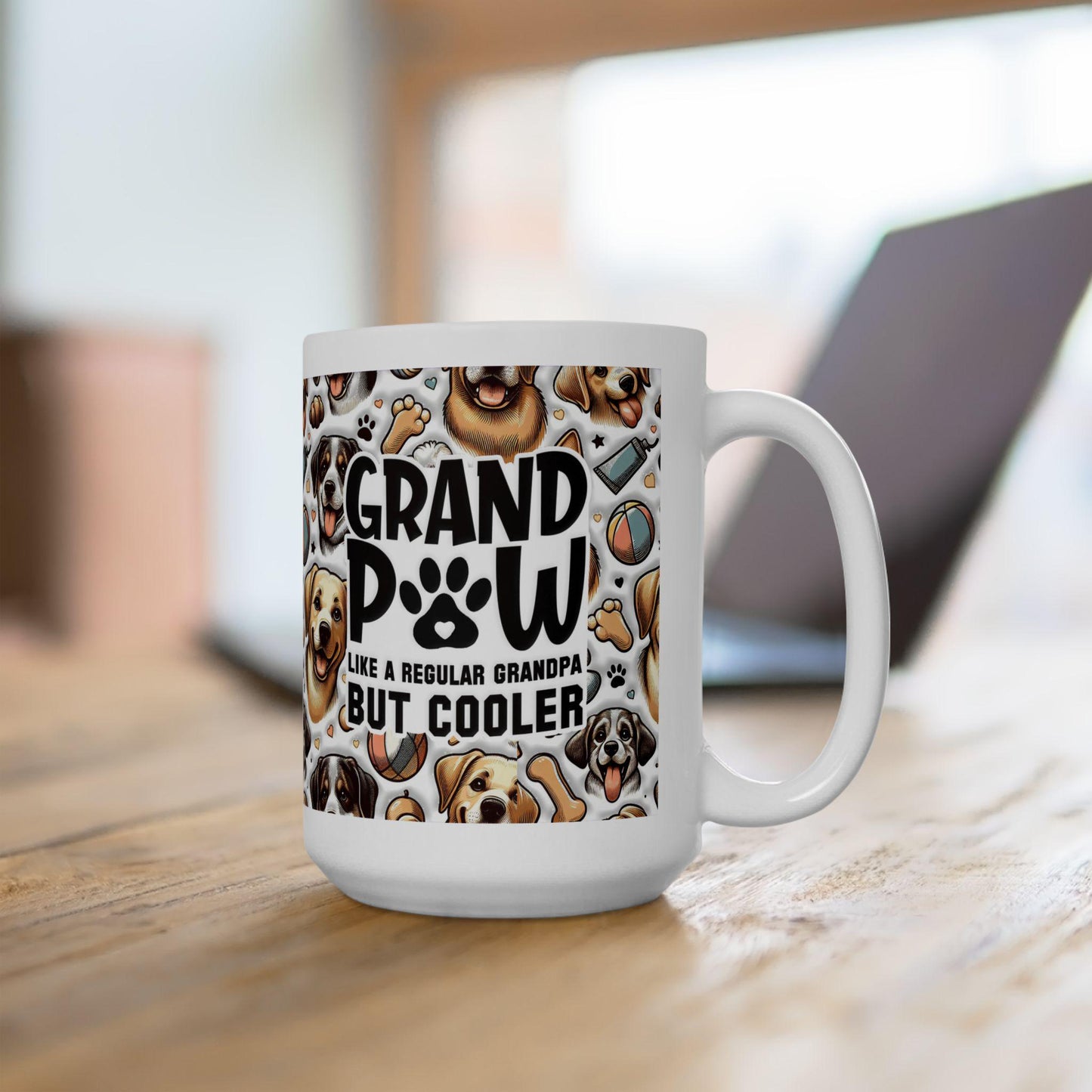 Cool Grandpa Dog Lover Mug, Ceramic Coffee Tea Cup 11oz 15oz, Paw Print Gift for Great Grandpa & Pet Lovers - Toddcraft