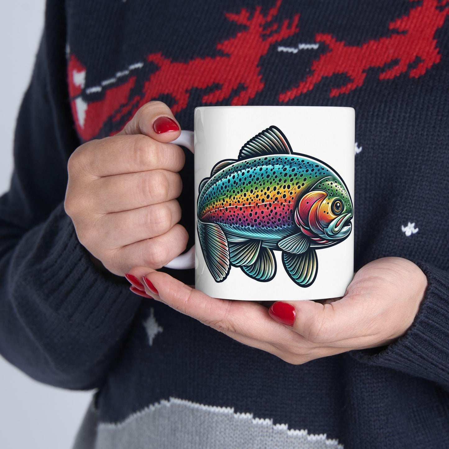Rainbow Trout Ceramic Mug 11oz  15oz | Fishing Lover Gift, Coffee Cup for Nature Enthusiasts  Outdoorsmen, Birthday & Holiday Present - Toddcraft