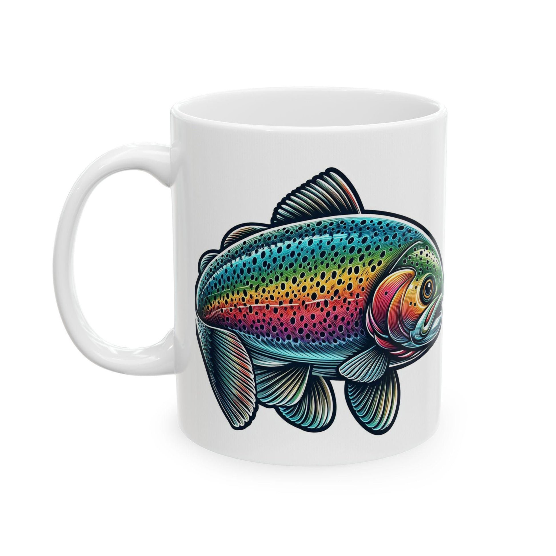 Rainbow Trout Ceramic Mug 11oz  15oz | Fishing Lover Gift, Coffee Cup for Nature Enthusiasts  Outdoorsmen, Birthday & Holiday Present - Toddcraft
