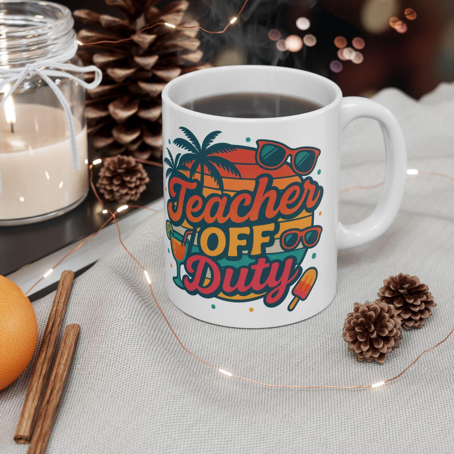 Teacher Off Duty Mug & Graphic Tee, Funny Teacher Gift, Ceramic Coffee Cup 11oz 15oz, Back to School, Teacher Appreciation Present - Toddcraft