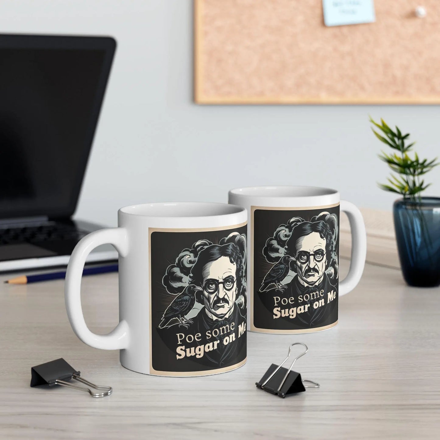 Edgar Allan Poe Inspired Mug - Po Some Sugar On Me, Unique Gift for Writers, Coffee Lovers, Halloween Decor, Literary Fans, 11oz or 15oz - Toddcraft