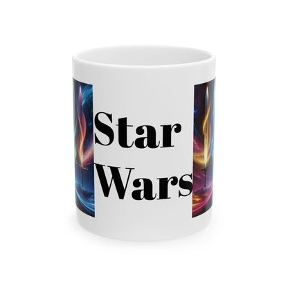 Space Sabers Ceramic Mug - 11oz & 15oz, Colorful Star Wars Inspired Gift for Movie Enthusiasts - Toddcraft