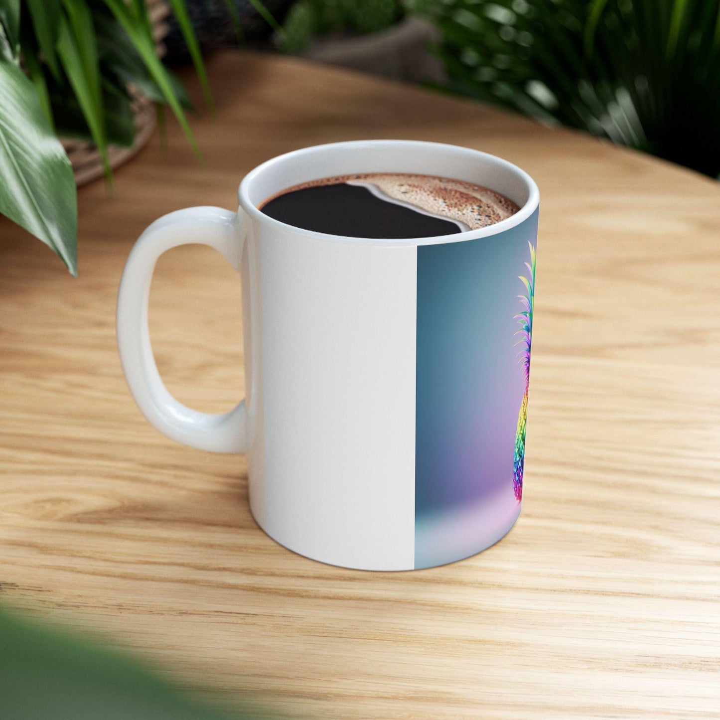 Vibrant Tropical Pineapple Ceramic Mug - Handcrafted 11oz & 15oz Coffee Cup for Beach House Decor - Toddcraft