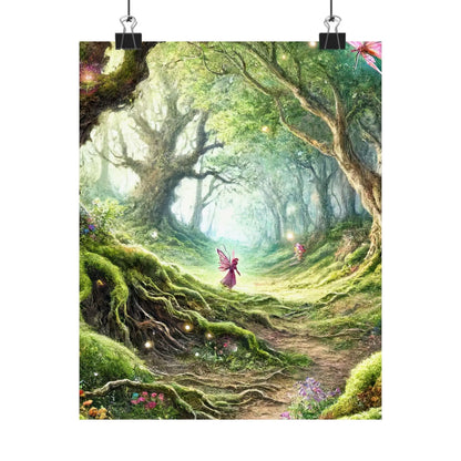 Enchanted Forest Wall Art  Tranquil Nature Matte Vertical Poster for Home & Office Décor, Relaxing Landscape Print - Toddcraft