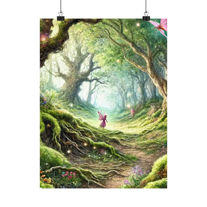 Enchanted Forest Wall Art  Tranquil Nature Matte Vertical Poster for Home & Office Décor, Relaxing Landscape Print - Toddcraft