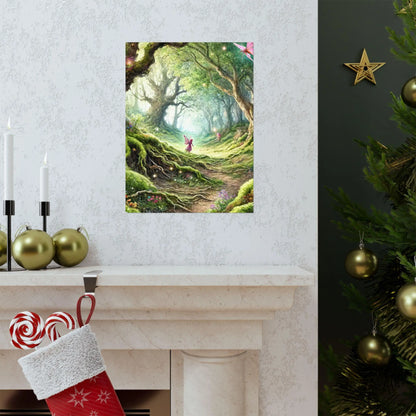 Enchanted Forest Wall Art  Tranquil Nature Matte Vertical Poster for Home & Office Décor, Relaxing Landscape Print - Toddcraft