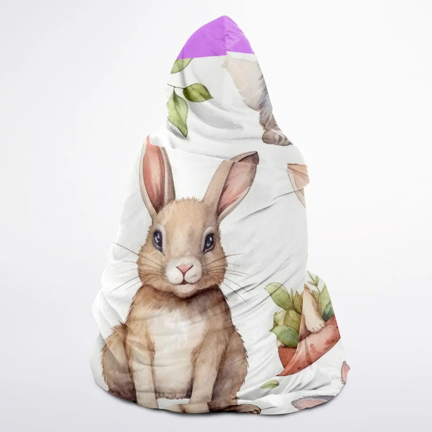 Bunny Hooded Blanket for Kids & Adults  Cute Rabbit Ears Throw  Soft Micro Fleece All Over Print  Cozy Animal Hoodie Blanket Gift - Toddcraft