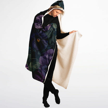 Floral Hooded Blanket Micro Fleece Cozy AOP Flowerily Print Wrap for Women & Men Soft Warm Gift - Toddcraft