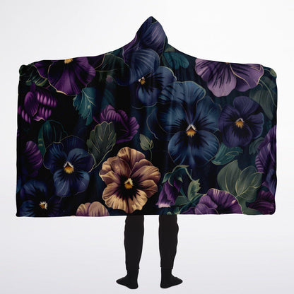 Floral Hooded Blanket Micro Fleece Cozy AOP Flowerily Print Wrap for Women & Men Soft Warm Gift - Toddcraft