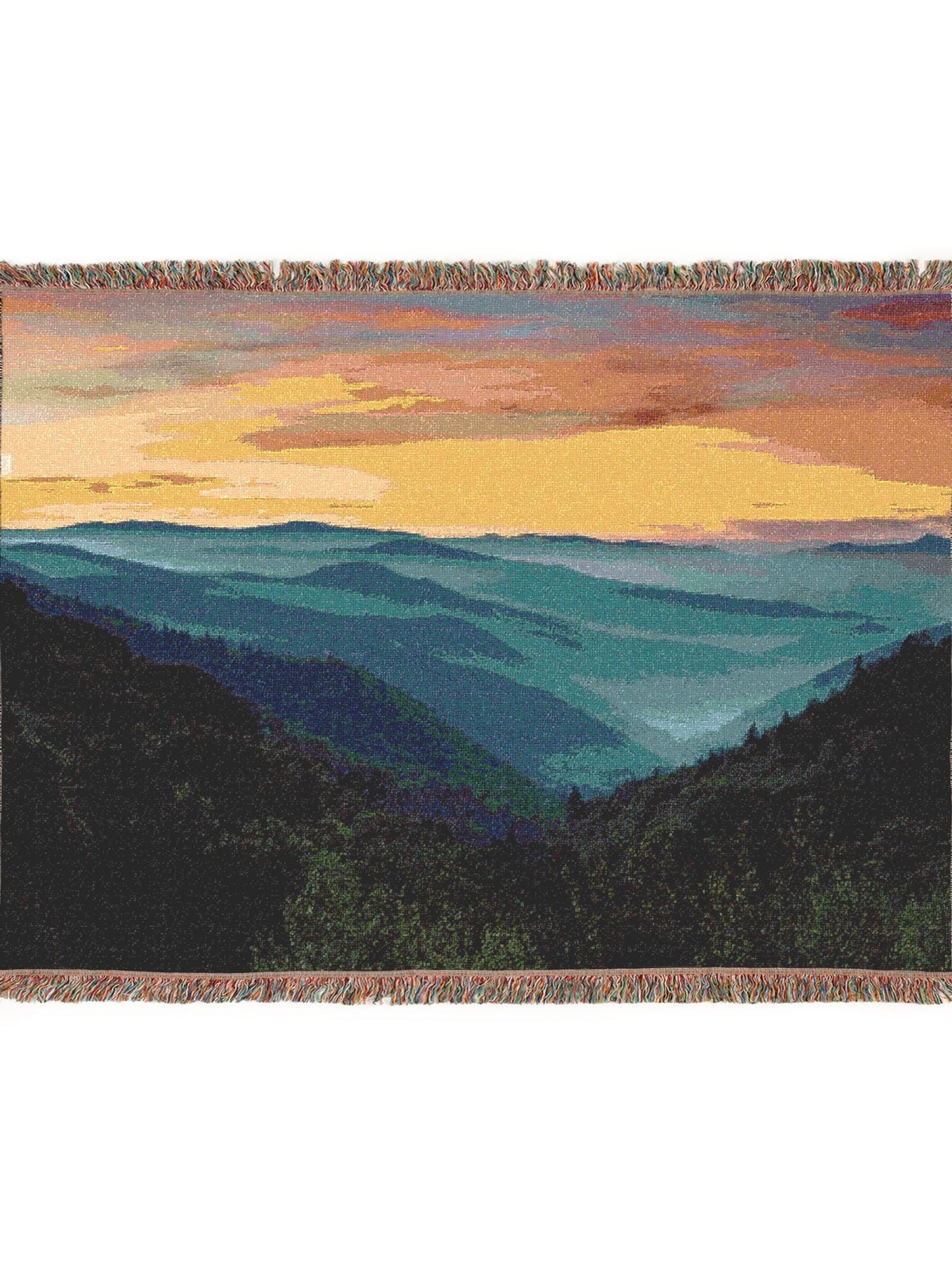 Mountain Landscape Throw Blanket Woven Cotton Cozy Picnic & Home Decor Gift for Nature Lovers - Toddcraft