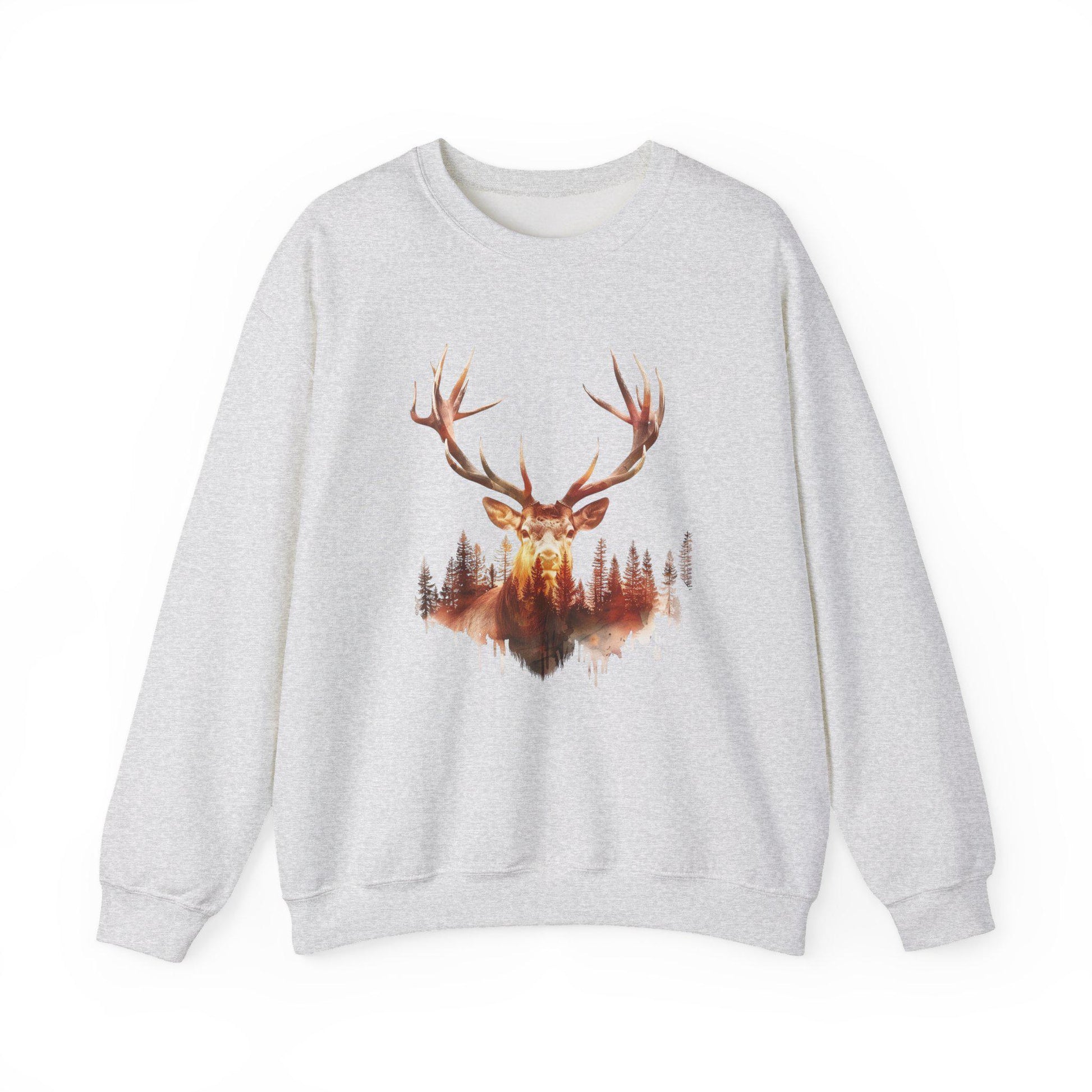 Elk Head Sweatshirt with Large Antlers Forest Background, Gift for Hunters  Nature Lovers, Unisex Heavy Blend Crewneck - Toddcraft