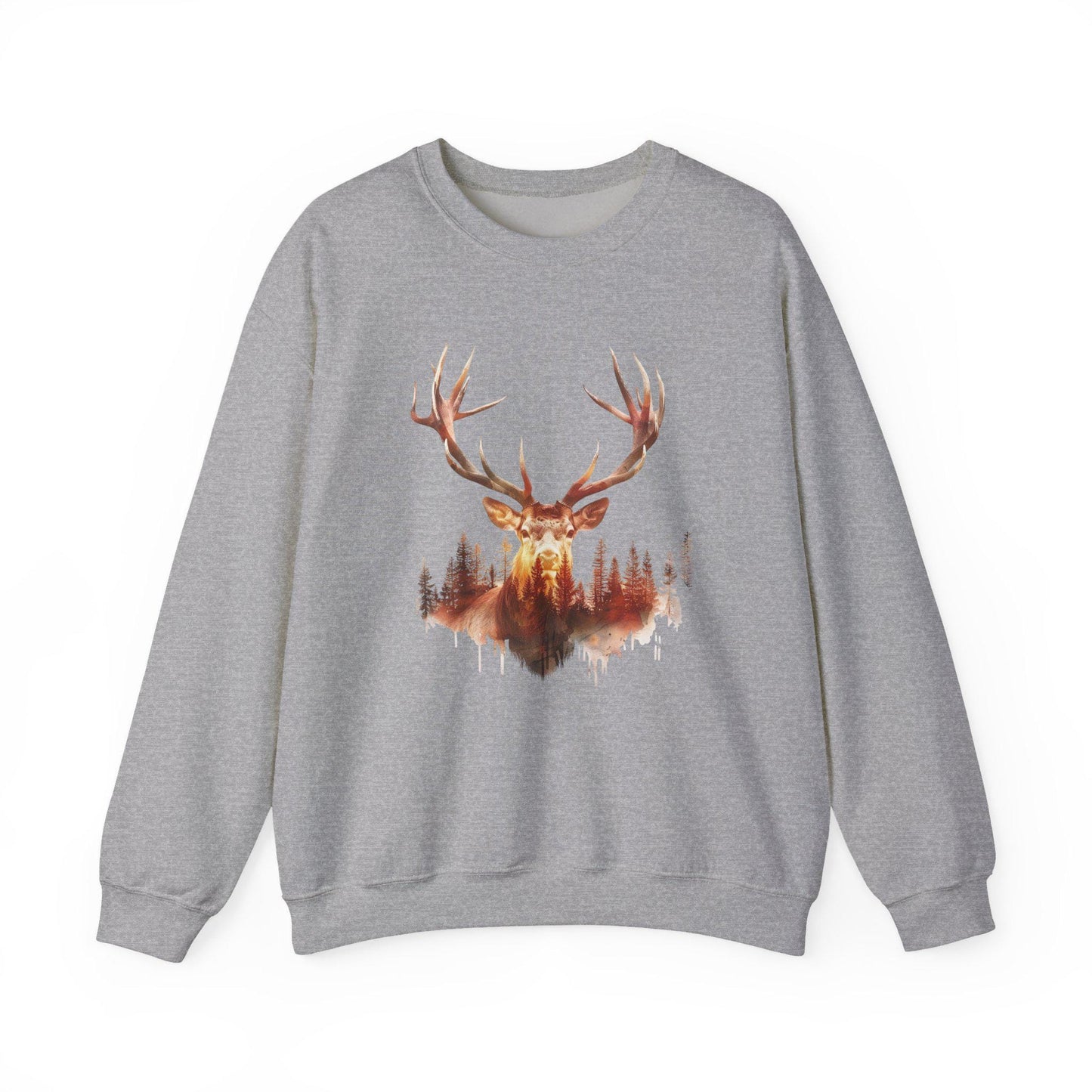 Elk Head Sweatshirt with Large Antlers Forest Background, Gift for Hunters  Nature Lovers, Unisex Heavy Blend Crewneck - Toddcraft