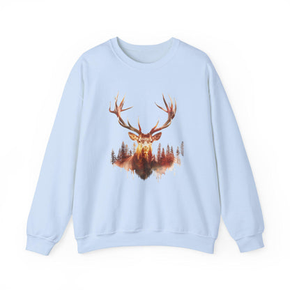 Elk Head Sweatshirt with Large Antlers Forest Background, Gift for Hunters  Nature Lovers, Unisex Heavy Blend Crewneck - Toddcraft