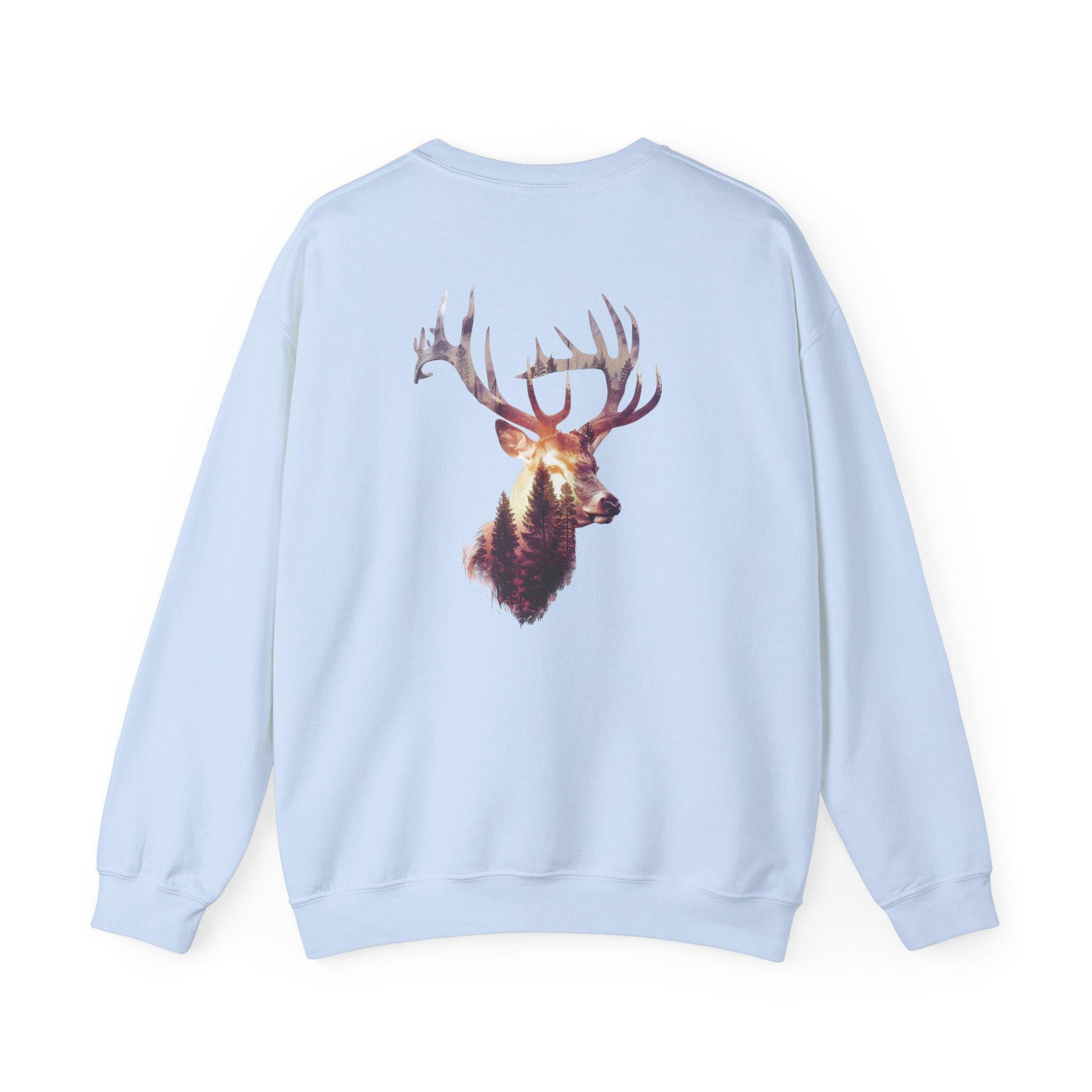 Elk Head Sweatshirt with Large Antlers Forest Background, Gift for Hunters  Nature Lovers, Unisex Heavy Blend Crewneck - Toddcraft