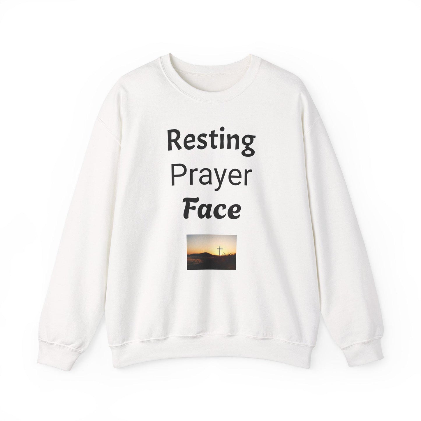 Prayer Face Sweatshirt Unisex Cozy Crewneck, Religious Humor Pullover, Faith Inspired Casual Top for Men & Women - Toddcraft