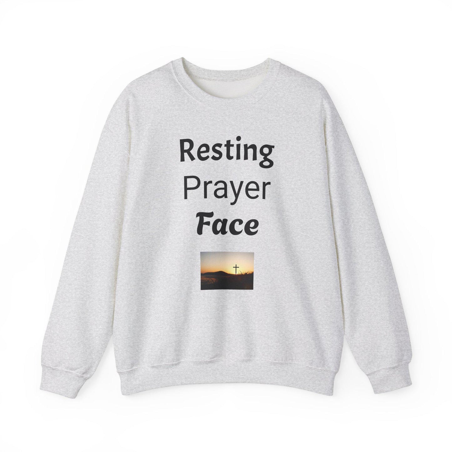 Prayer Face Sweatshirt Unisex Cozy Crewneck, Religious Humor Pullover, Faith Inspired Casual Top for Men & Women - Toddcraft