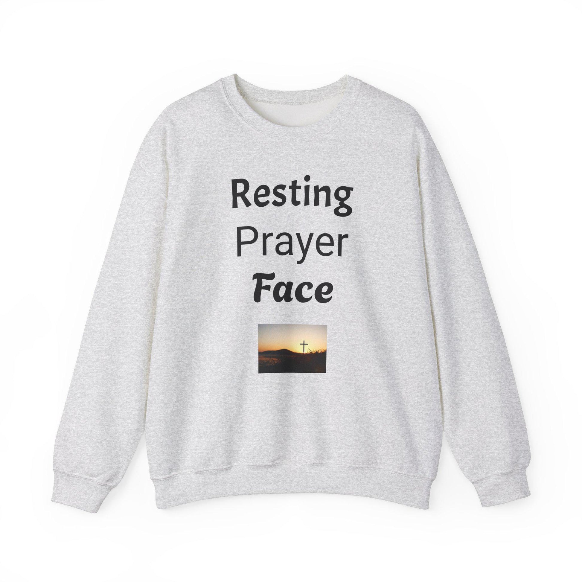 Prayer Face Sweatshirt Unisex Cozy Crewneck, Religious Humor Pullover, Faith Inspired Casual Top for Men & Women - Toddcraft