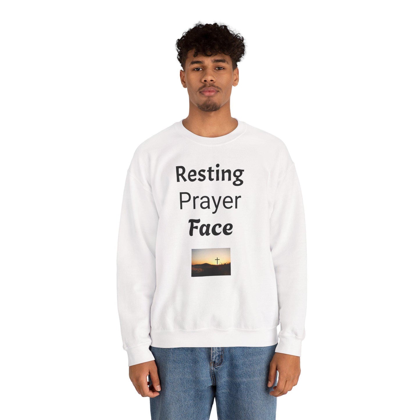 Prayer Face Sweatshirt Unisex Cozy Crewneck, Religious Humor Pullover, Faith Inspired Casual Top for Men & Women - Toddcraft