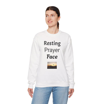 Prayer Face Sweatshirt Unisex Cozy Crewneck, Religious Humor Pullover, Faith Inspired Casual Top for Men & Women - Toddcraft
