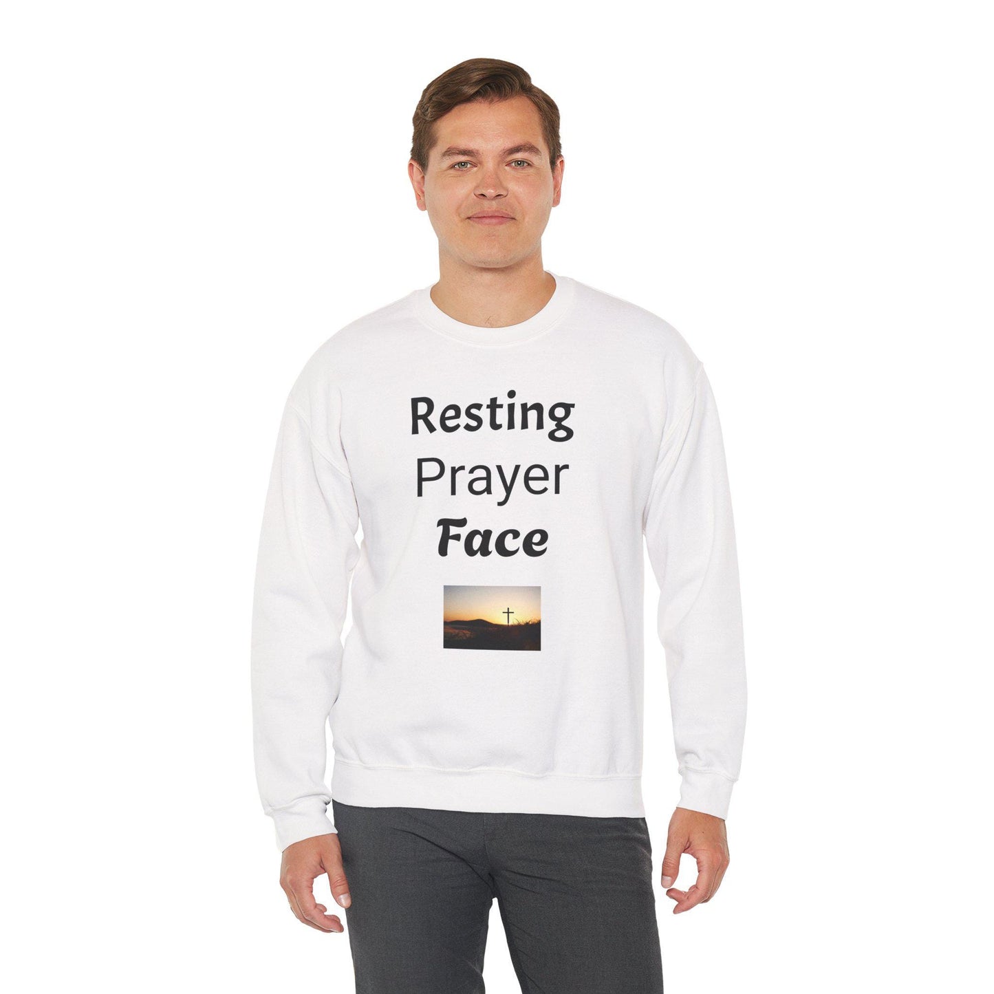 Prayer Face Sweatshirt Unisex Cozy Crewneck, Religious Humor Pullover, Faith Inspired Casual Top for Men & Women - Toddcraft