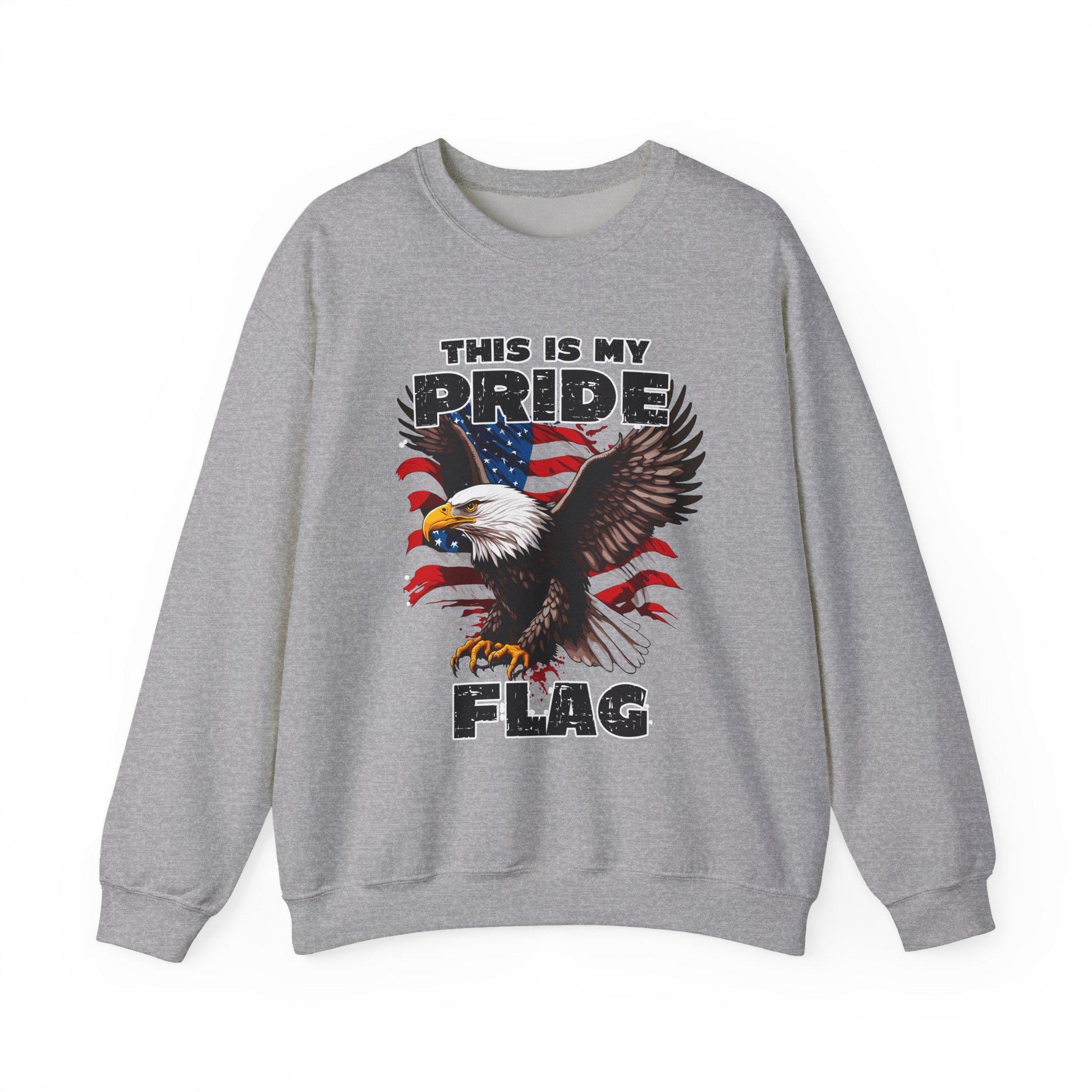 USA Pride Flag Sweatshirt Patriotic 4th of July Crewneck Red White Blue Independence Day Stars Unisex Heavy Blend - Toddcraft