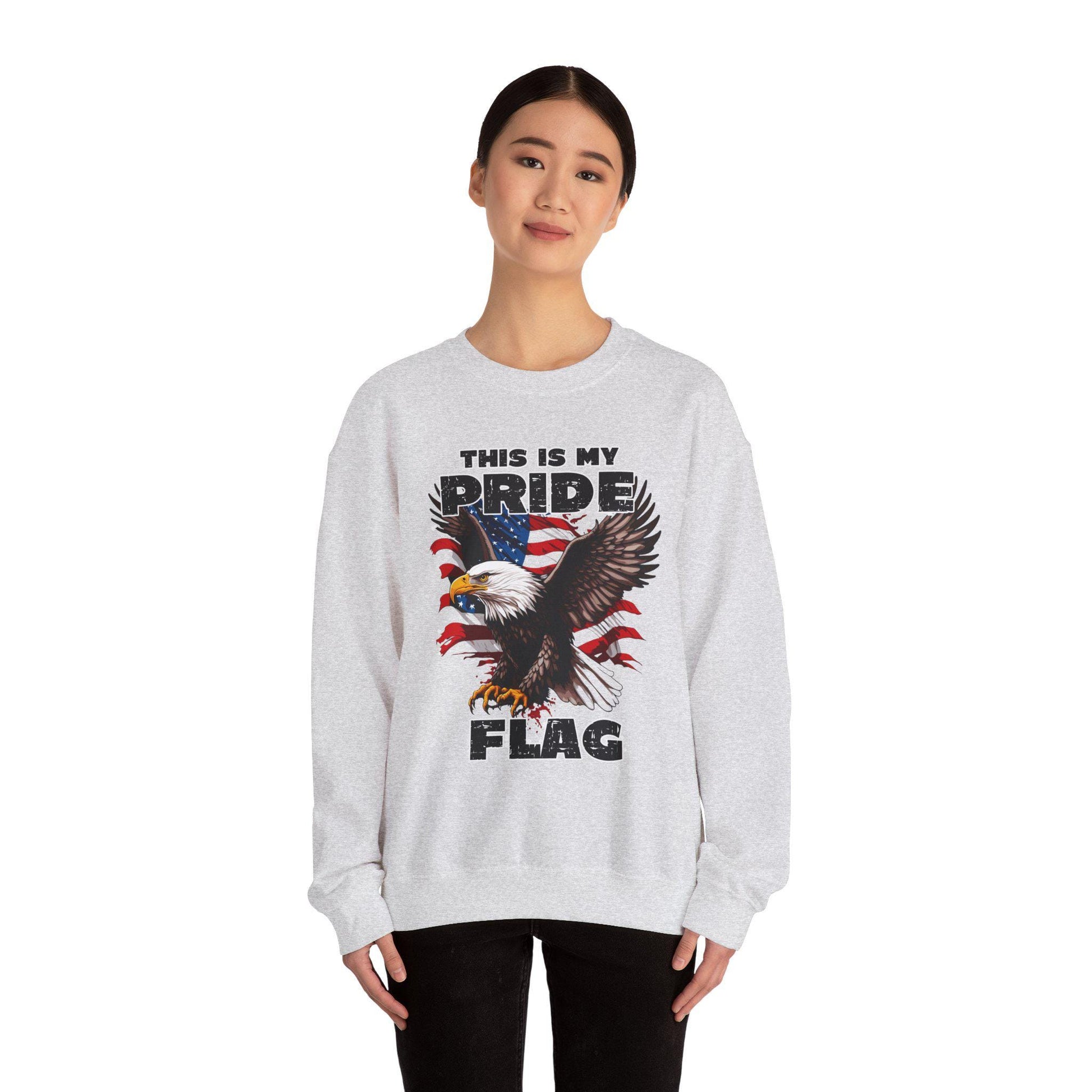 USA Pride Flag Sweatshirt Patriotic 4th of July Crewneck Red White Blue Independence Day Stars Unisex Heavy Blend - Toddcraft
