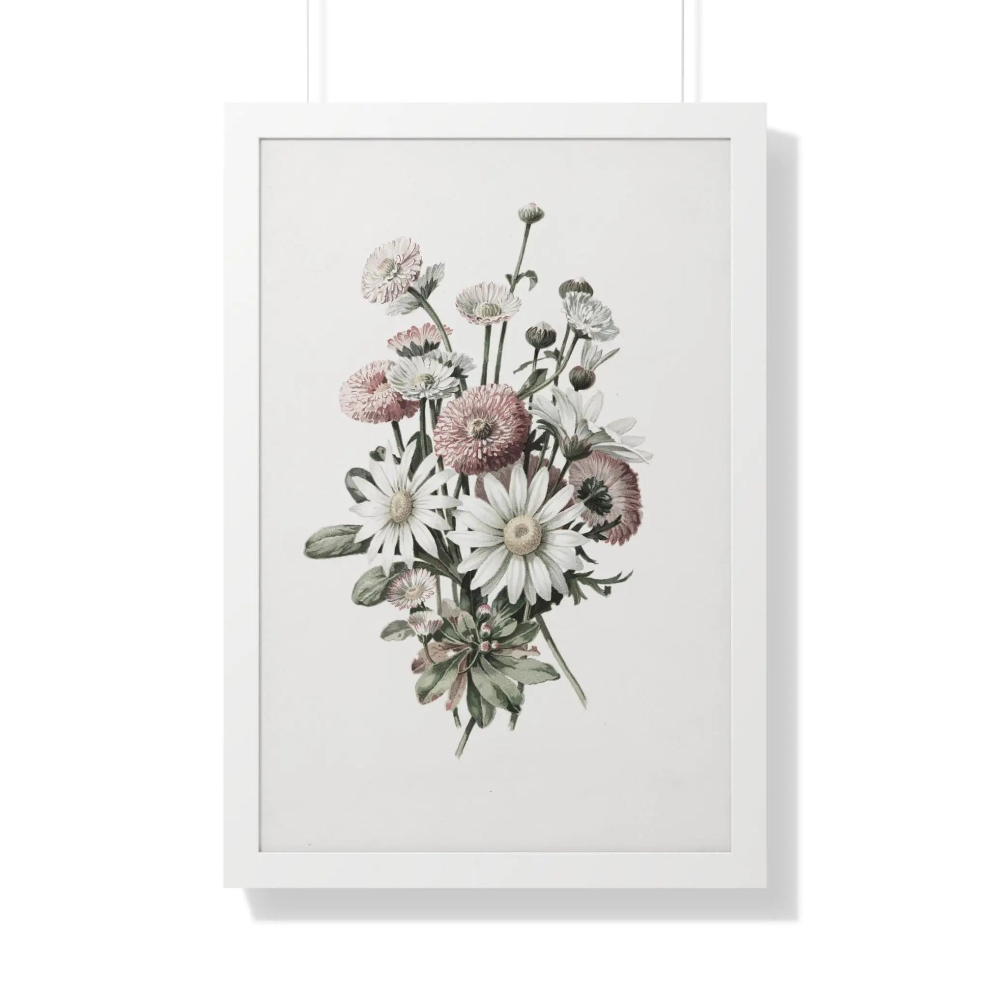 Daisy Bouquet Wall Art Framed Vertical Poster - Botanical Flower Print for Nature-Inspired Home Decor - Toddcraft