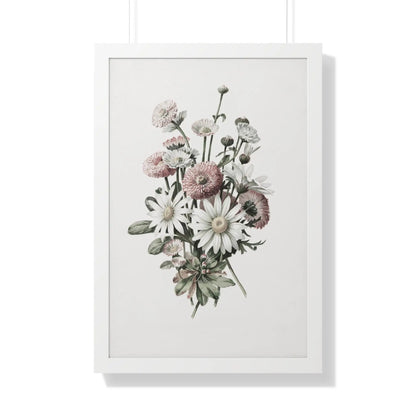 Daisy Bouquet Wall Art Framed Vertical Poster - Botanical Flower Print for Nature-Inspired Home Decor - Toddcraft