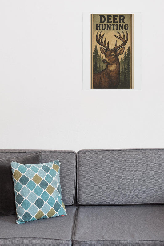 Deer Hunters Framed Vertical Poster - Nature Lover Gift for Dad, Grandpa, Son & Outdoorsman Wall Art - Toddcraft