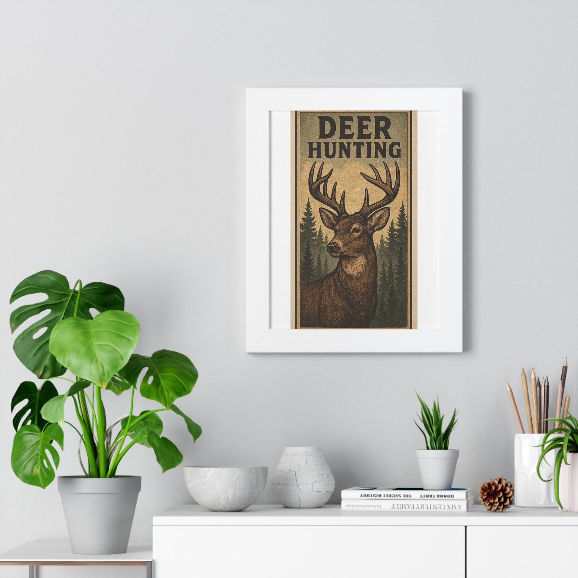 Deer Hunters Framed Vertical Poster - Nature Lover Gift for Dad, Grandpa, Son & Outdoorsman Wall Art - Toddcraft