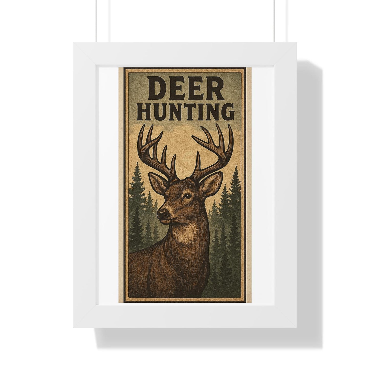 Deer Hunters Framed Vertical Poster - Nature Lover Gift for Dad, Grandpa, Son & Outdoorsman Wall Art - Toddcraft