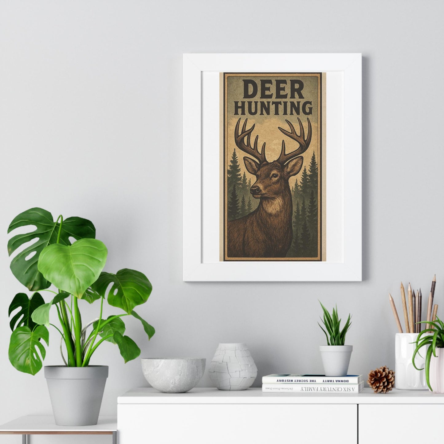 Deer Hunters Framed Vertical Poster - Nature Lover Gift for Dad, Grandpa, Son & Outdoorsman Wall Art - Toddcraft