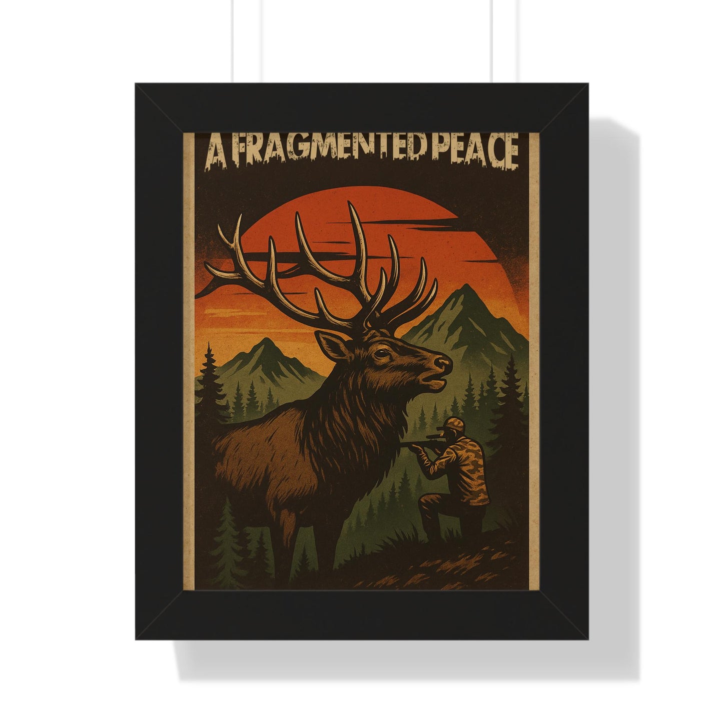 Elk Portrait Wall Art Framed Vertical Poster for Hunters & Nature Lovers Outdoor Décor Gift - Toddcraft