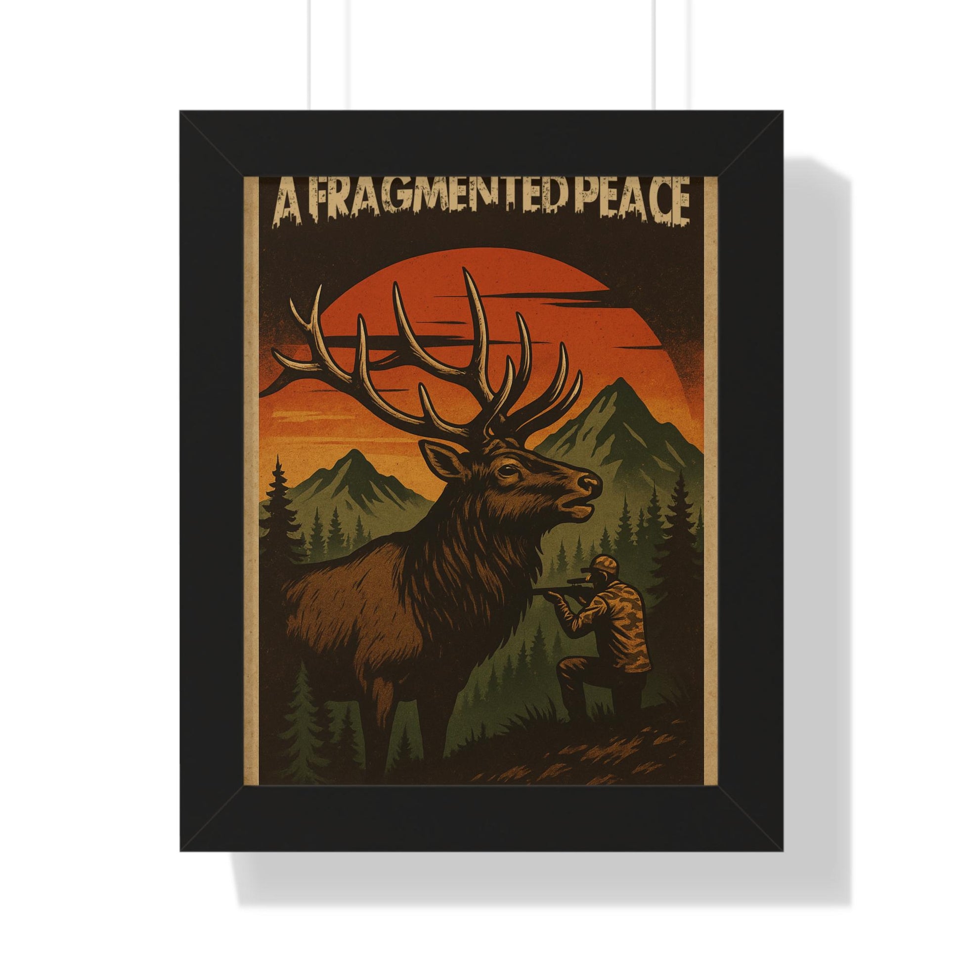 Elk Portrait Wall Art Framed Vertical Poster for Hunters & Nature Lovers Outdoor Décor Gift - Toddcraft