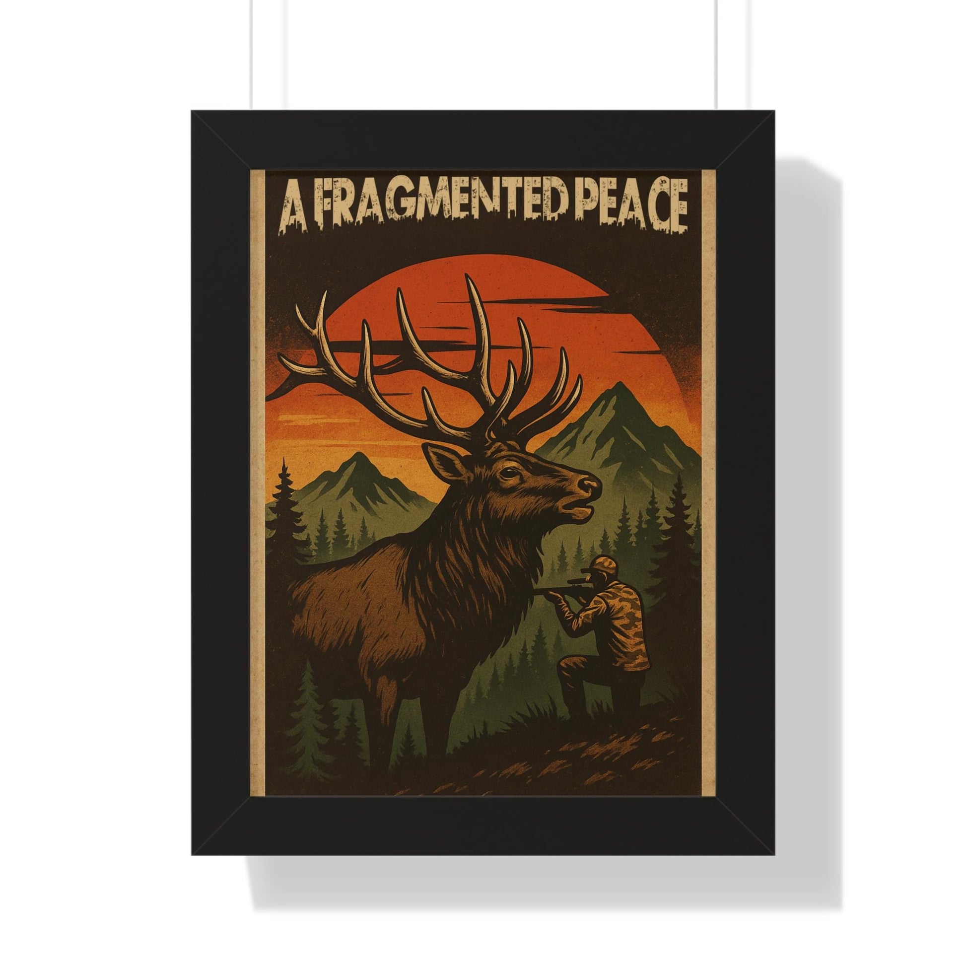 Elk Portrait Wall Art Framed Vertical Poster for Hunters & Nature Lovers Outdoor Décor Gift - Toddcraft