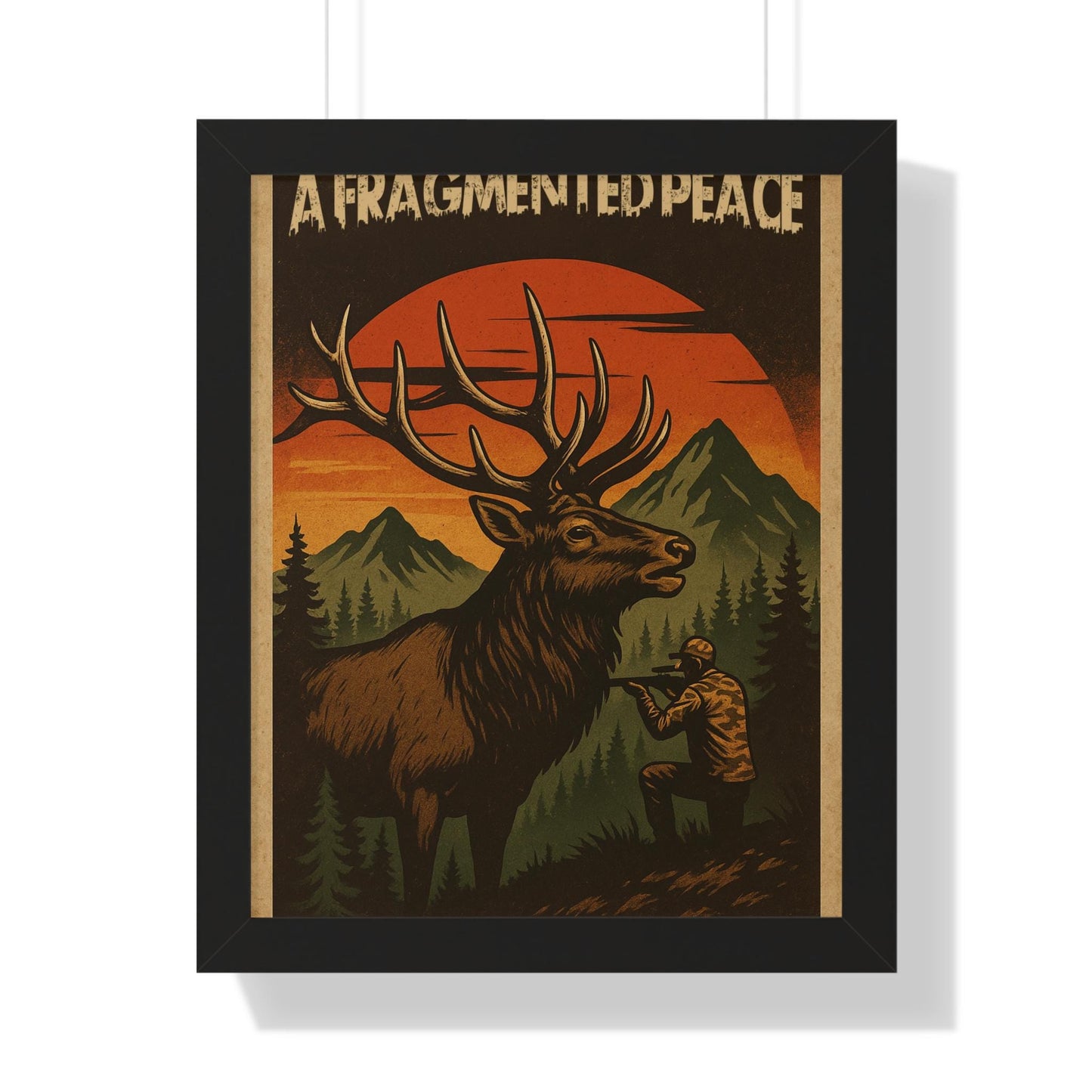 Elk Portrait Wall Art Framed Vertical Poster for Hunters & Nature Lovers Outdoor Décor Gift - Toddcraft
