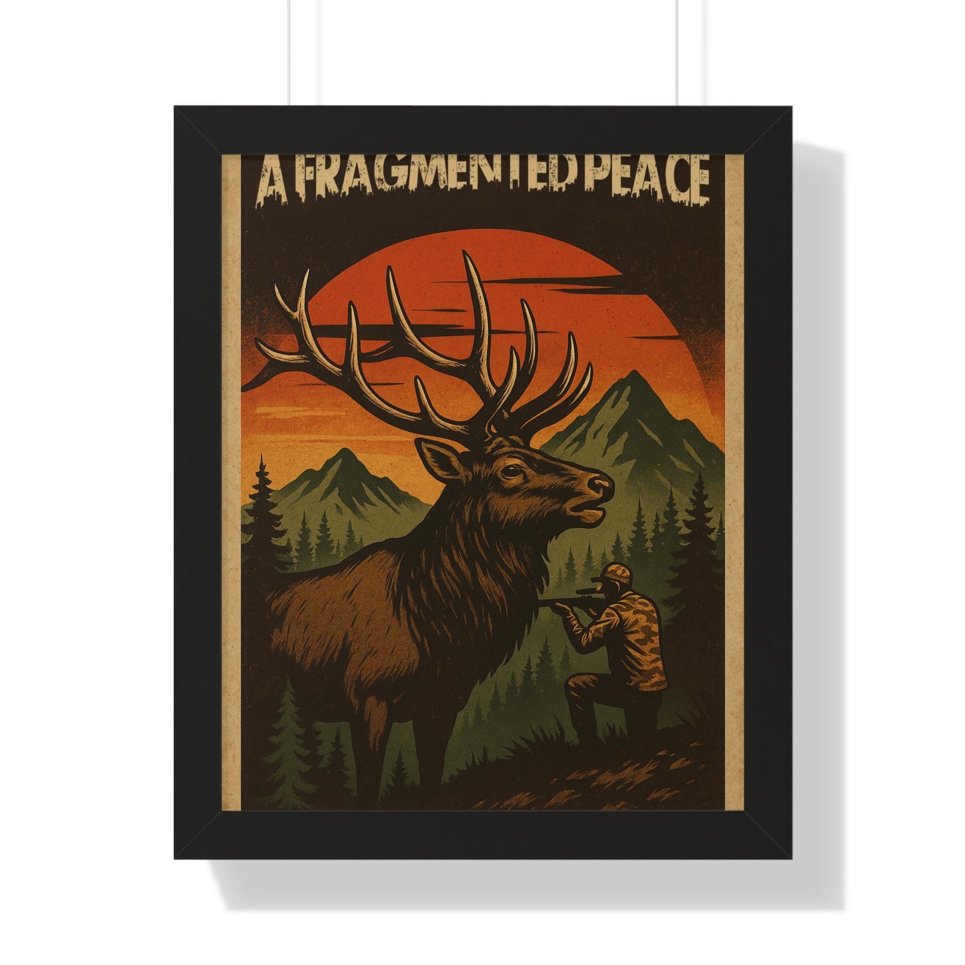 Elk Portrait Wall Art Framed Vertical Poster for Hunters & Nature Lovers Outdoor Décor Gift - Toddcraft