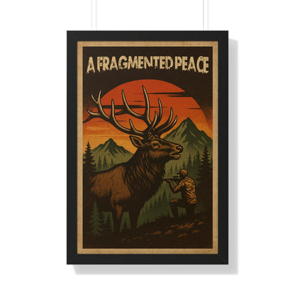 Elk Portrait Wall Art Framed Vertical Poster for Hunters & Nature Lovers Outdoor Décor Gift - Toddcraft