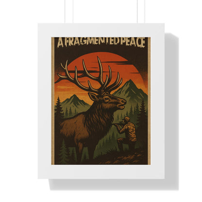 Elk Portrait Wall Art Framed Vertical Poster for Hunters & Nature Lovers Outdoor Décor Gift - Toddcraft