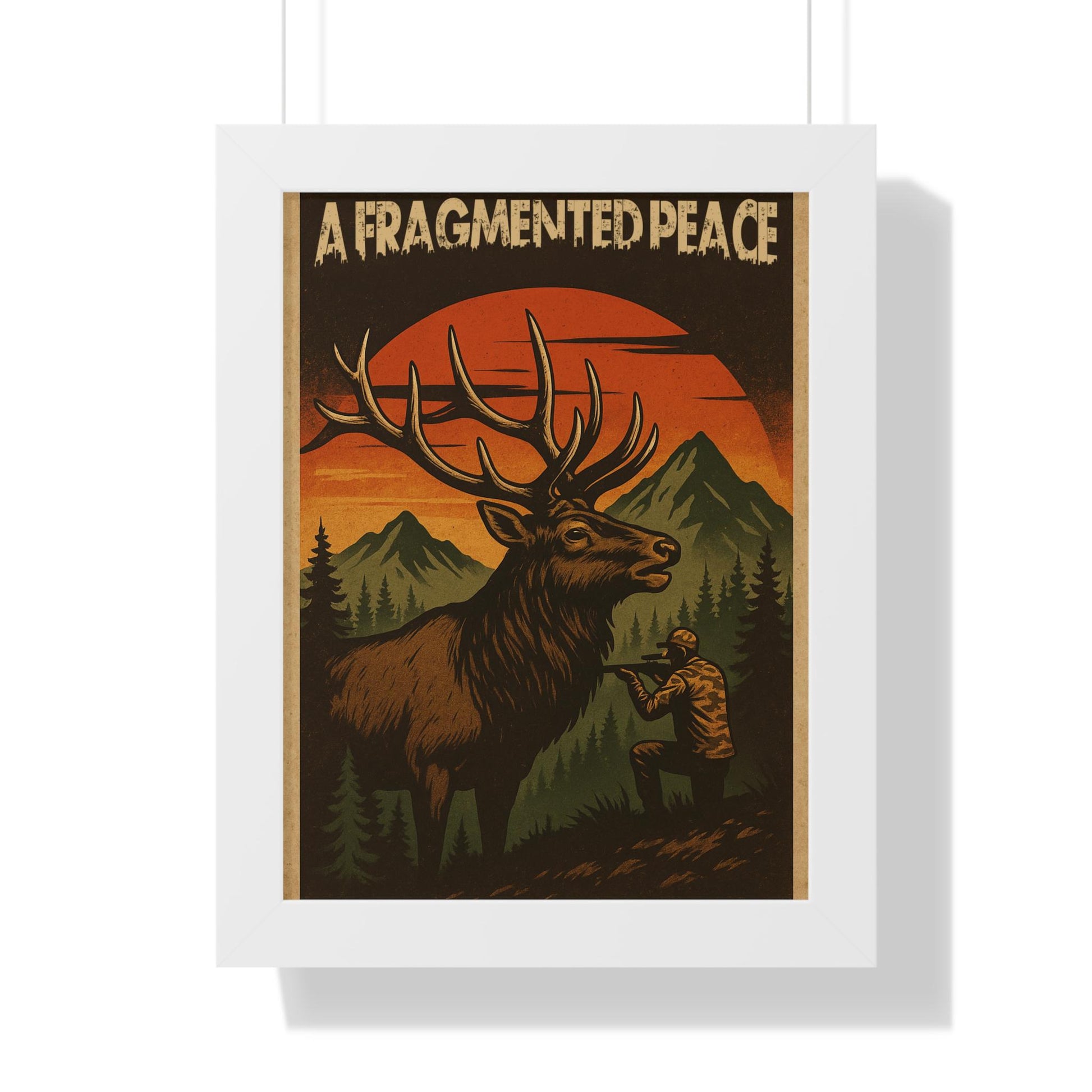 Elk Portrait Wall Art Framed Vertical Poster for Hunters & Nature Lovers Outdoor Décor Gift - Toddcraft