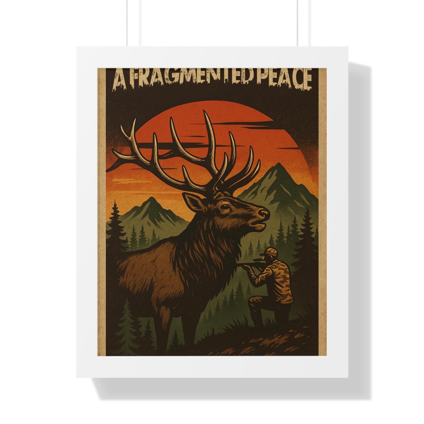 Elk Portrait Wall Art Framed Vertical Poster for Hunters & Nature Lovers Outdoor Décor Gift - Toddcraft
