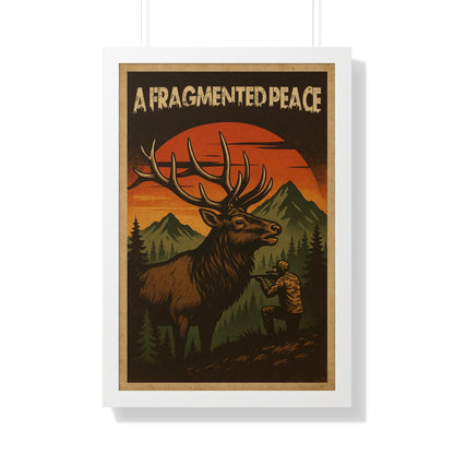 Elk Portrait Wall Art Framed Vertical Poster for Hunters & Nature Lovers Outdoor Décor Gift - Toddcraft