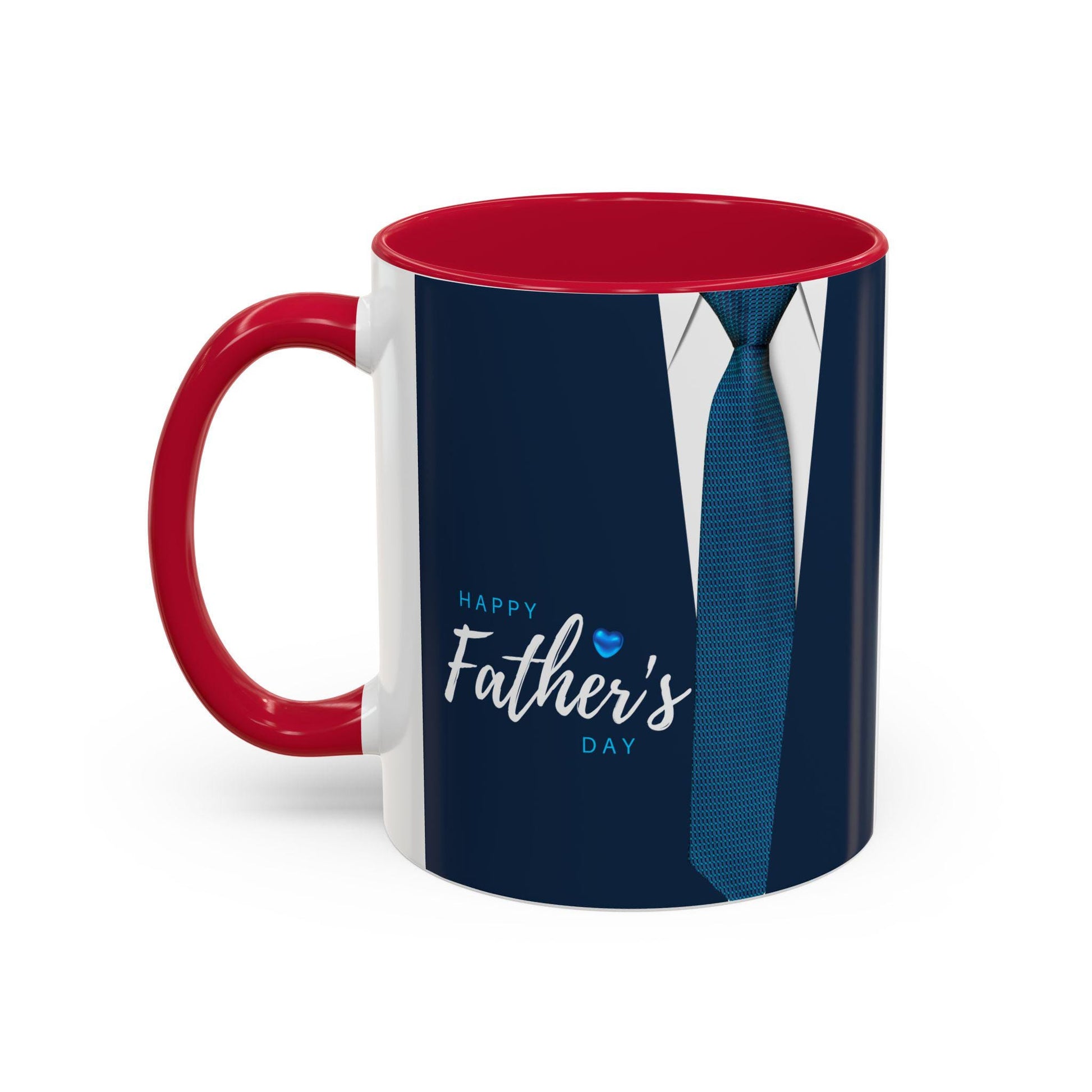 Happy Father's Day Minimalist Mug  Colorful Blue Tie Design, 11oz & 15oz Coffee Cup, Gift for Dad, Fathers Day Present - Toddcraft