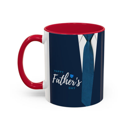 Happy Father's Day Minimalist Mug  Colorful Blue Tie Design, 11oz & 15oz Coffee Cup, Gift for Dad, Fathers Day Present - Toddcraft