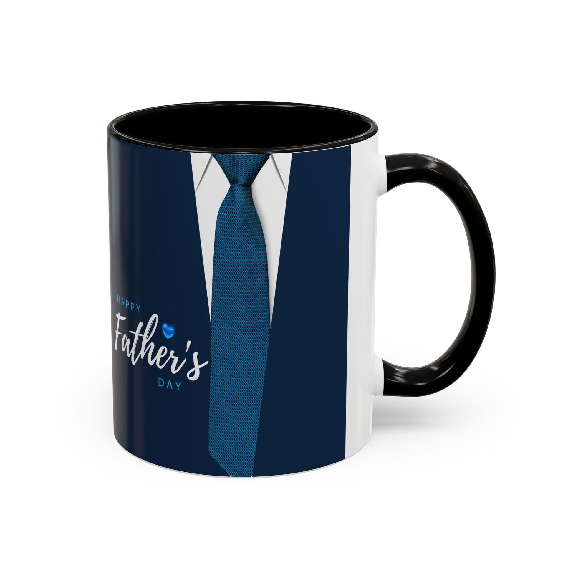 Happy Father's Day Minimalist Mug  Colorful Blue Tie Design, 11oz & 15oz Coffee Cup, Gift for Dad, Fathers Day Present - Toddcraft