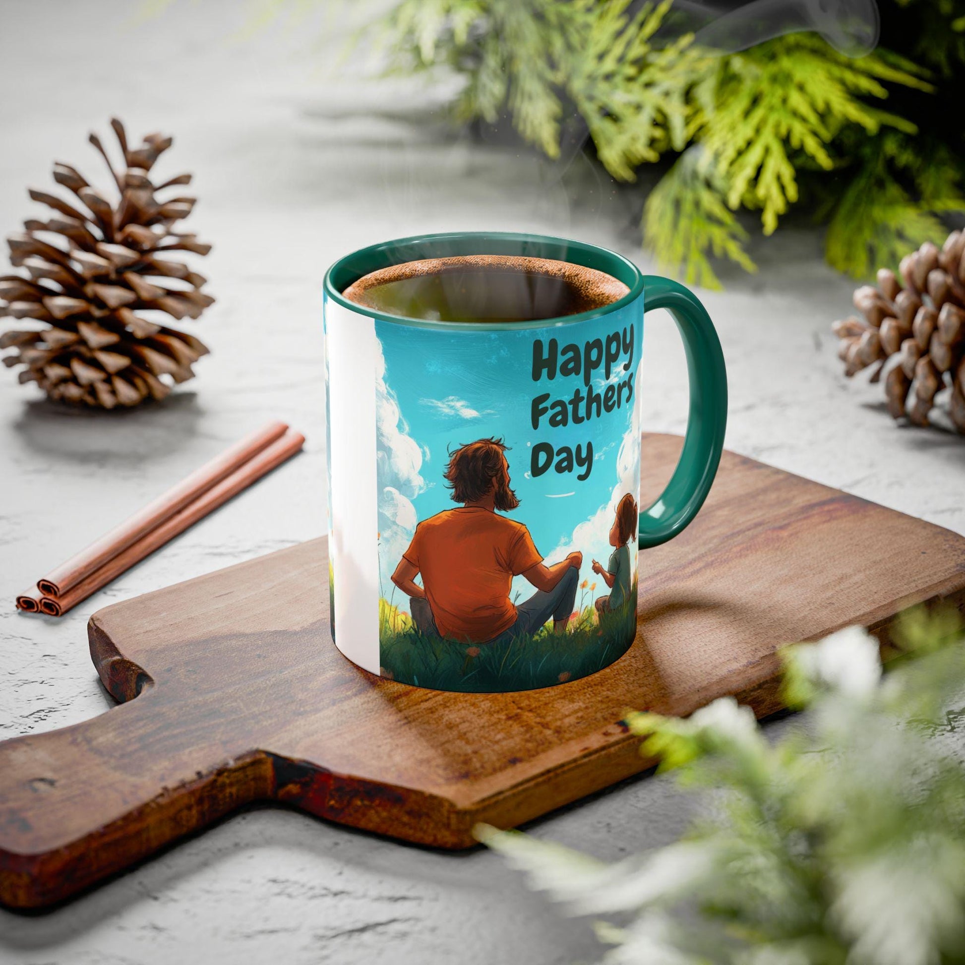 Happy Fathers Day Coffee Mug Gift for Grandpa Dad Step Dad Couples Colorful 11oz & 15oz Ceramic Cups - Toddcraft